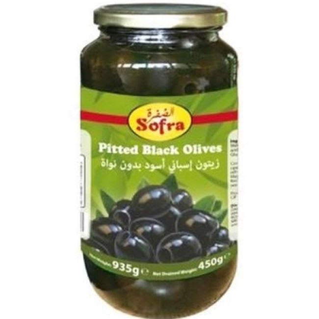 SOFRA PITTED BLACK OLIVES 935g